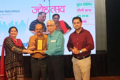 Ramkrishna Netralaya Sponsored the Jyeshthotsav event and Senior Citizens were felicitated by Dr Nitin Deshpande & Dr Suhas Deshpande.