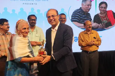 Ramkrishna Netralaya Sponsored the Jyeshthotsav event and Senior Citizens were felicitated by Dr Nitin Deshpande & Dr Suhas Deshpande.