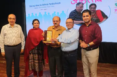 Ramkrishna Netralaya Sponsored the Jyeshthotsav event and Senior Citizens were felicitated by Dr Nitin Deshpande & Dr Suhas Deshpande.